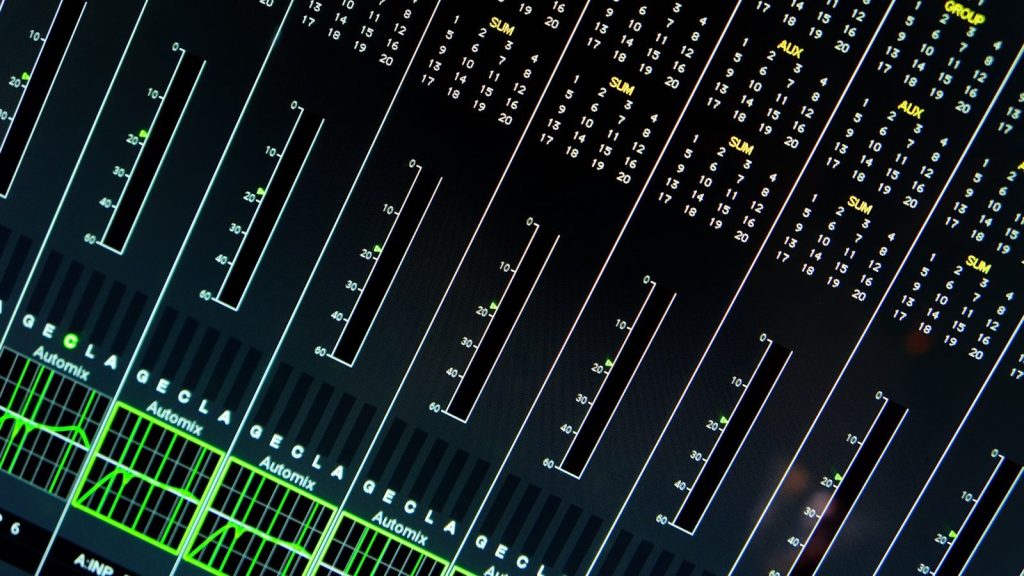 black and green audio mixer